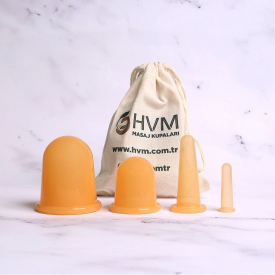 Silikon Masaj Kupası Seti 4'lü Turuncu Silikon Masaj Kupası Seti 4'lü Turuncu